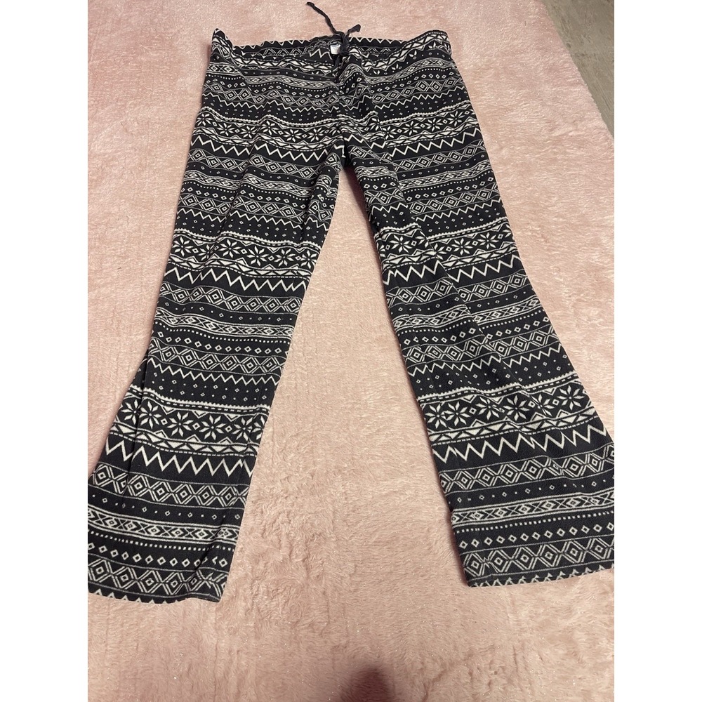 Old Navy Women's Wide Leg Fleece-like PJ Size XXL Black White Tribal Aztec I0205